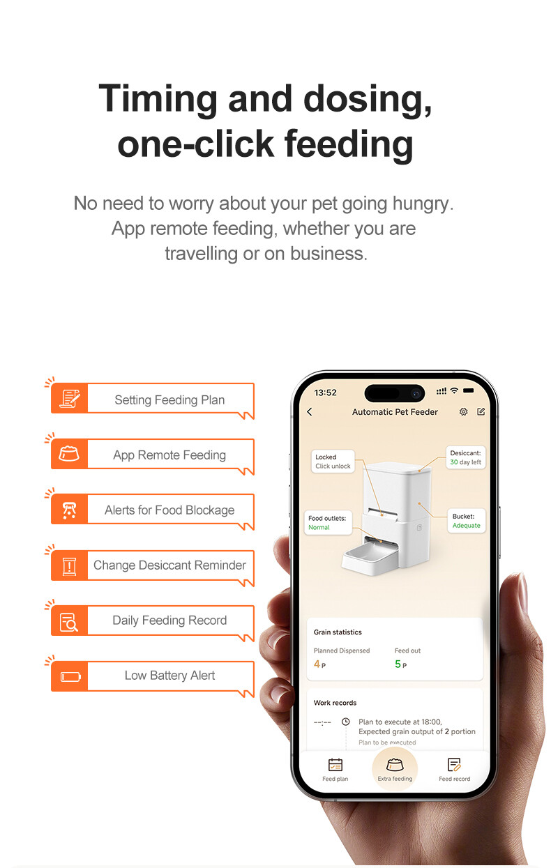 6L 3-12mm kibble pet dry food Smart Feeder with Senser Camera 2.4G/5G dual band WiFi Tuya App Remote Operation GFD24 Series