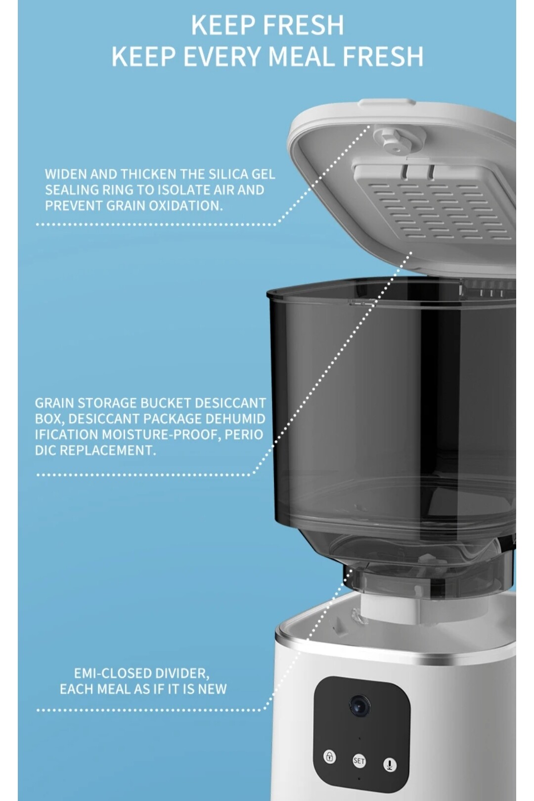 6L SUS304 bowl Commercial Pet Smart Feeder With 2MP 1080P Camera WiFi Tuya APP Remote Control GFC12 Series