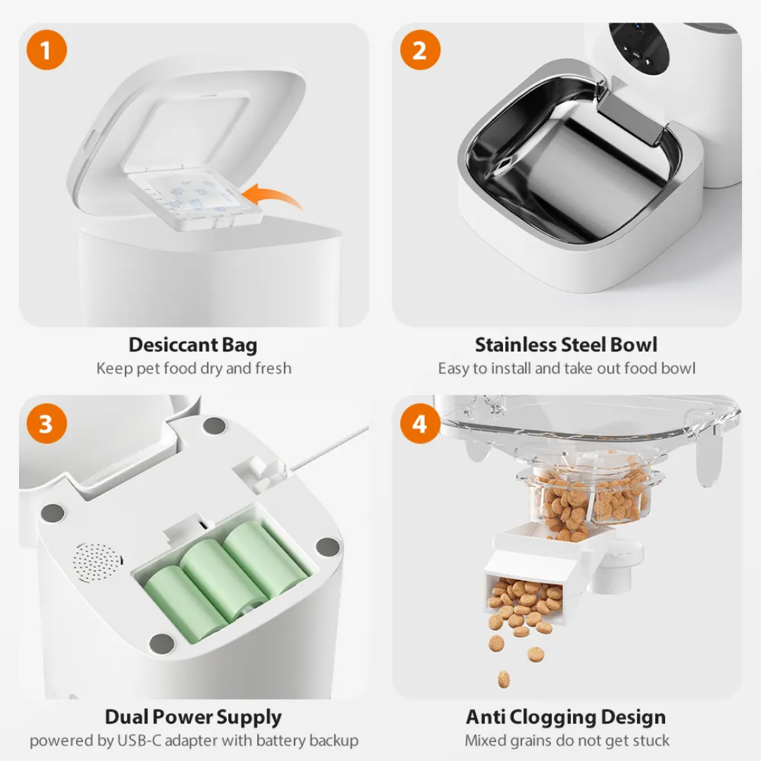 5L Pet Smart Feeder with Dual-Bowl SUS304 1080P Camera With Two Way Voice Interaction GFD26 Series