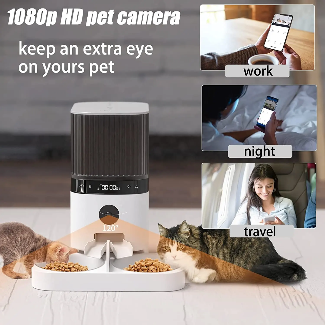 5L Pet Smart Feeder with Dual-Bowl SUS304 1080P Camera With Two Way Voice Interaction GFD26 Series