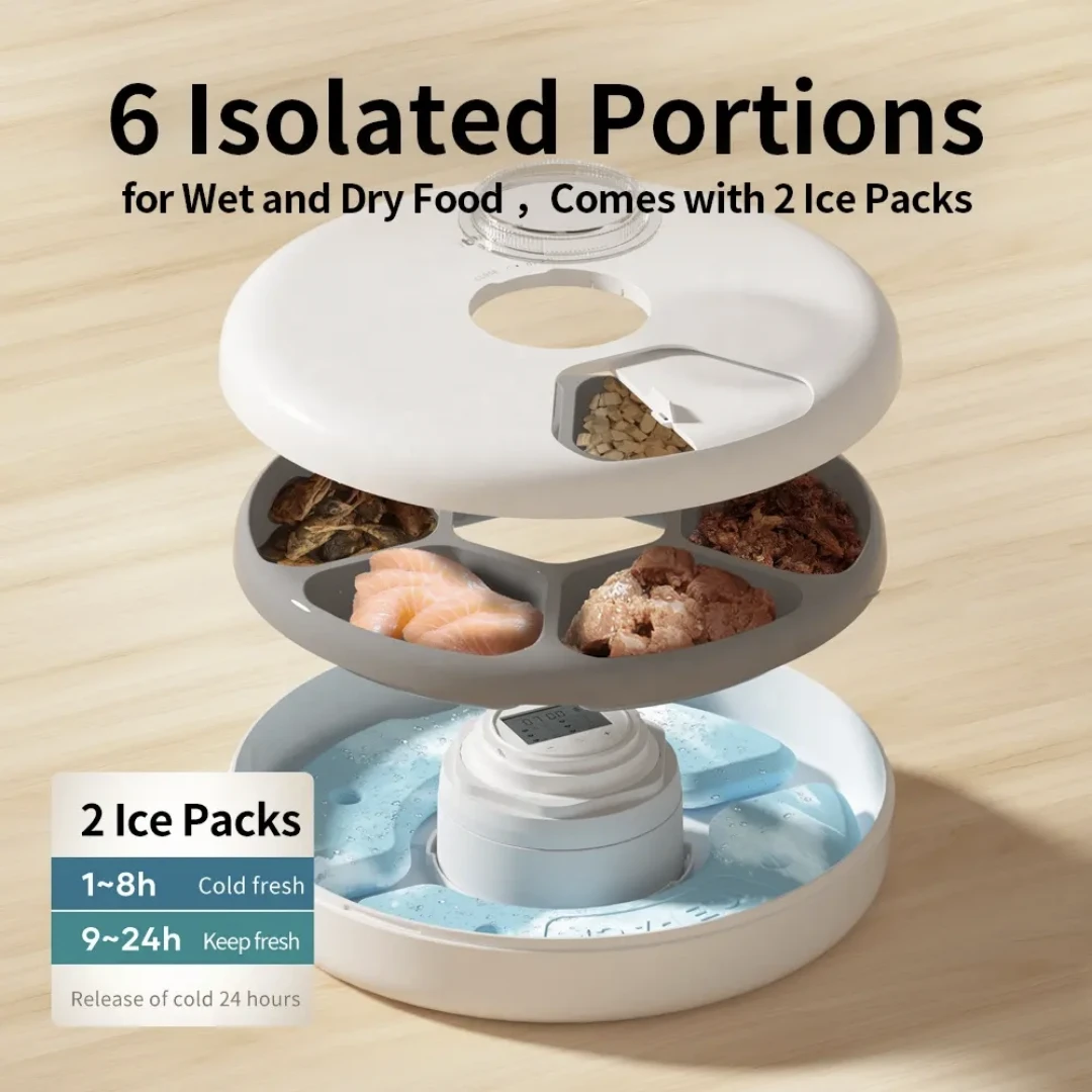 6-Meals Pet Wet Food Smart Feeder 12Hours Keep Freshness Multi-Meal Dispenser GFQ14 Series