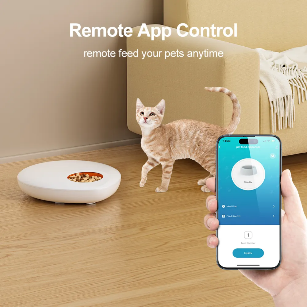 Travel Use 5-Meal Pet Wet Food Dispenser Battery Power Dry Food Outside Pet Self-Feeder GFD23 Series