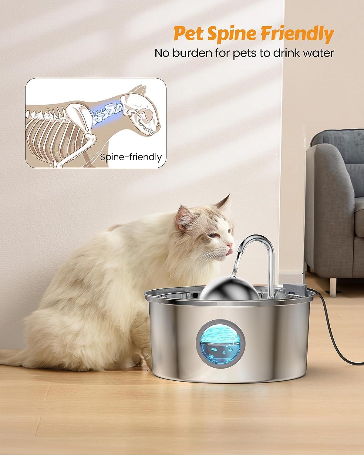 3.2L All SUS304 Smart Pet Water Fountain with 