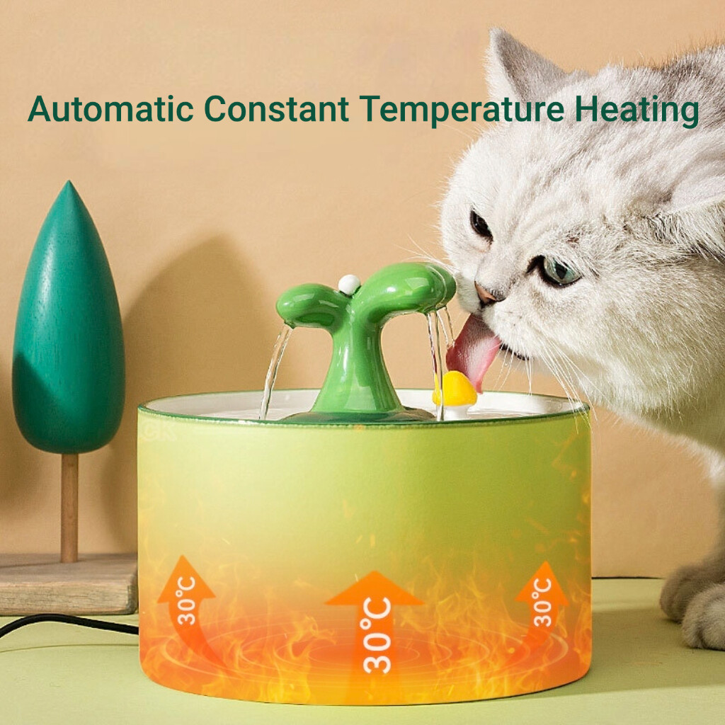 1.5L Ultra-Quiet Ceramic Pet Water Dispenser with 5-Stage Filtration & Heating | BPA-Free OEM/ODM for Veterinary Clinics GWX41