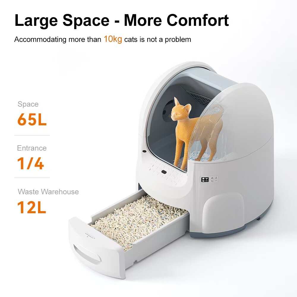 65L Commercial Self-Cleaning Cat Litter Box with TUYA APP Control | | OEM/ODM for Multi-Cat Facilities & Pet Retailers GLW55/55W