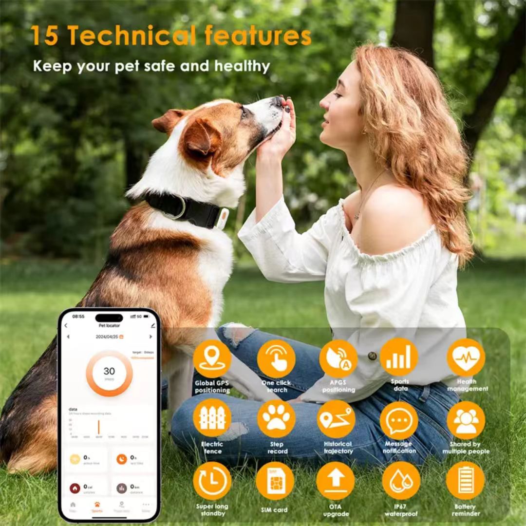 4G Smart Pet GPS Tracker with Health Monitoring GTB50 | IP66 Waterproof & 7-Day Battery | OEM/ODM for Veterinary Clinics & Retailers