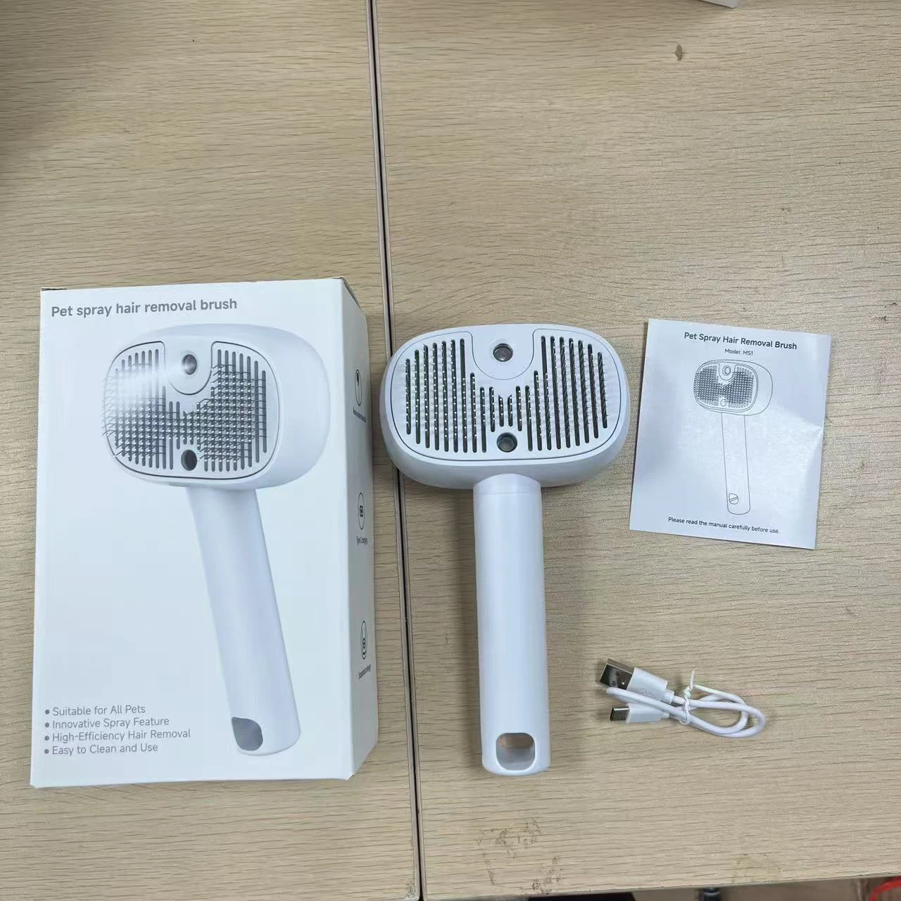 3in1 Smart UV Disinfection & 40ml Spray Pet Grooming Comb Floating Hair Brush with detachable handle storage GBC60