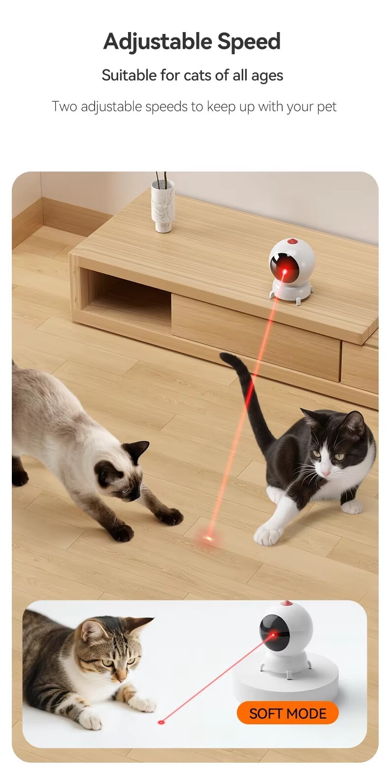 Smart APP-Controlled Laser Cat Toy with Colorful LED Lights GTD70