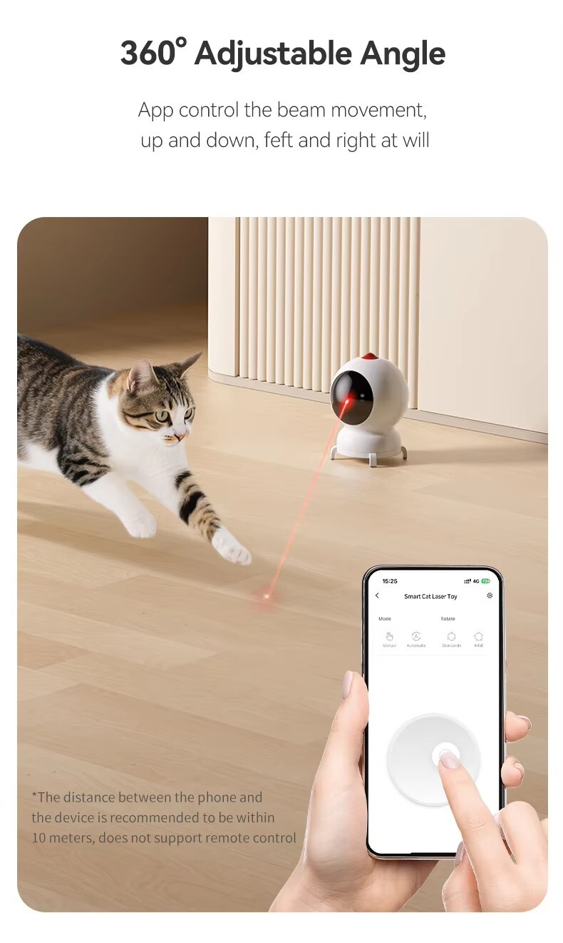 Smart APP-Controlled Laser Cat Toy with Colorful LED Lights GTD70