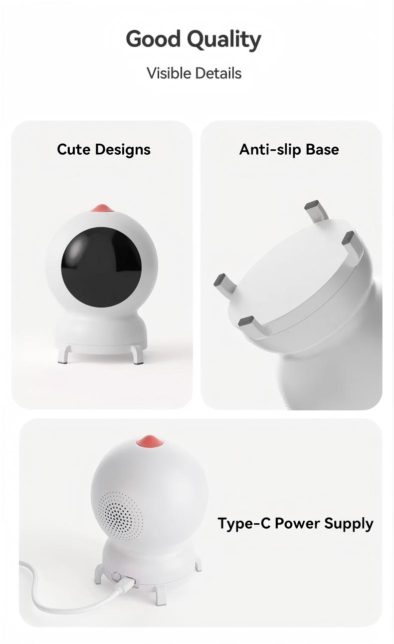 Smart APP-Controlled Laser Cat Toy with Colorful LED Lights GTD70