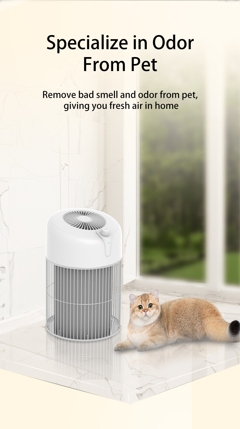 HEPA H13 Pet Air Purifier for Hair & Odor - Ultra Quiet 40dB UV Sanitizer 15㎡ Coverage floating hair absoption