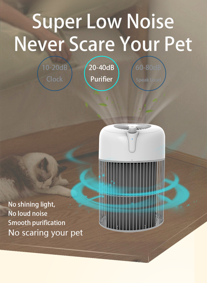 HEPA H13 Pet Air Purifier for Hair & Odor - Ultra Quiet 40dB UV Sanitizer 15㎡ Coverage floating hair absoption