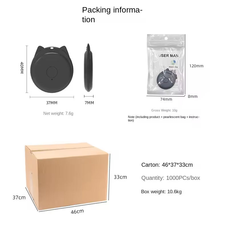 Wholesale OEM Mini Fashion Anti-Lost Item Bluetooth Pet GPS Tracker with Locator Alarm Remote Features for Vehicle and Bag Tracking