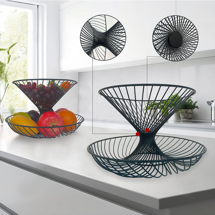 Nordic High-End Light Luxury Two-Layer Fruit Plate Living Room Coffee Table Household Iron Fruit Snack Storage Rack Wholesale