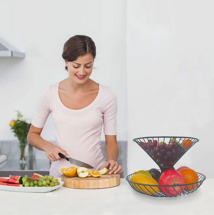 Nordic High-End Light Luxury Two-Layer Fruit Plate Living Room Coffee Table Household Iron Fruit Snack Storage Rack Wholesale