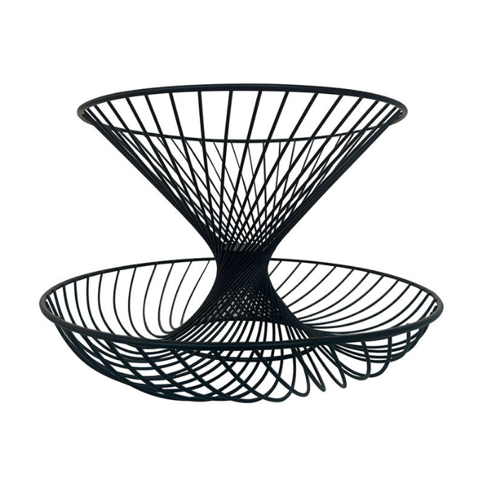 Nordic High-End Light Luxury Two-Layer Fruit Plate Living Room Coffee Table Household Iron Fruit Snack Storage Rack Wholesale