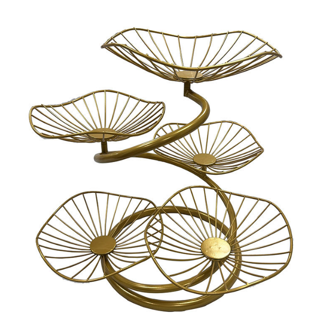 Nordic Metal Iron Art 2022 New Style Net Red 5-Layer High-Foot Fruit Basin Fruit Plate Fruit Basket Creative Living Room Home