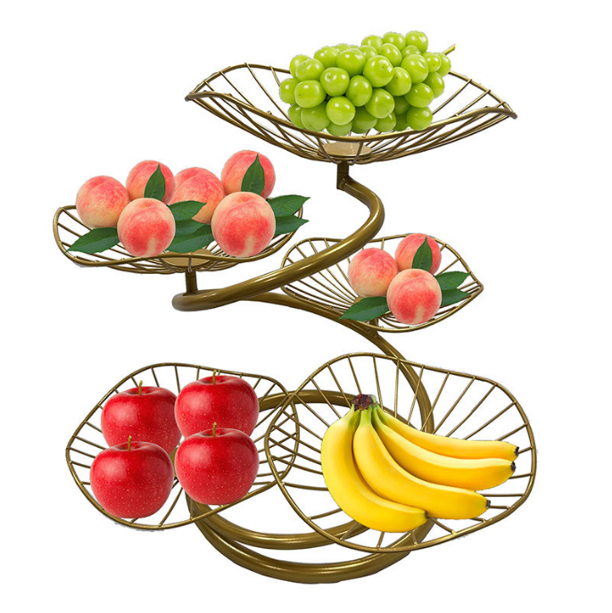 Nordic Metal Iron Art 2022 New Style Net Red 5-Layer High-Foot Fruit Basin Fruit Plate Fruit Basket Creative Living Room Home