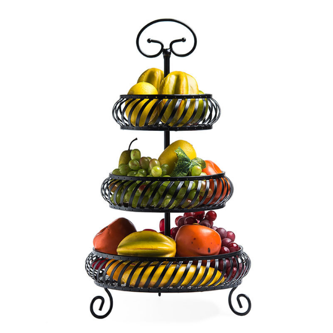 Light Luxury Fruit Basket Personalized Fashion Three-Layer Fruit Basin Iron Living Room Home Light Luxury Fruit Plate Multi-Layer Storage Rack