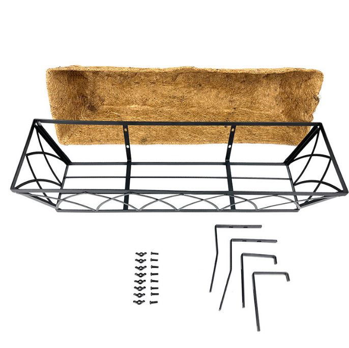 Coconut Palm Pot Indoor Flower Stand Coconut Palm Iron Frame Flower Pot 24 Inch Rectangular Coconut Palm Potted Wall-Mounted Balcony Coconut Palm Pot