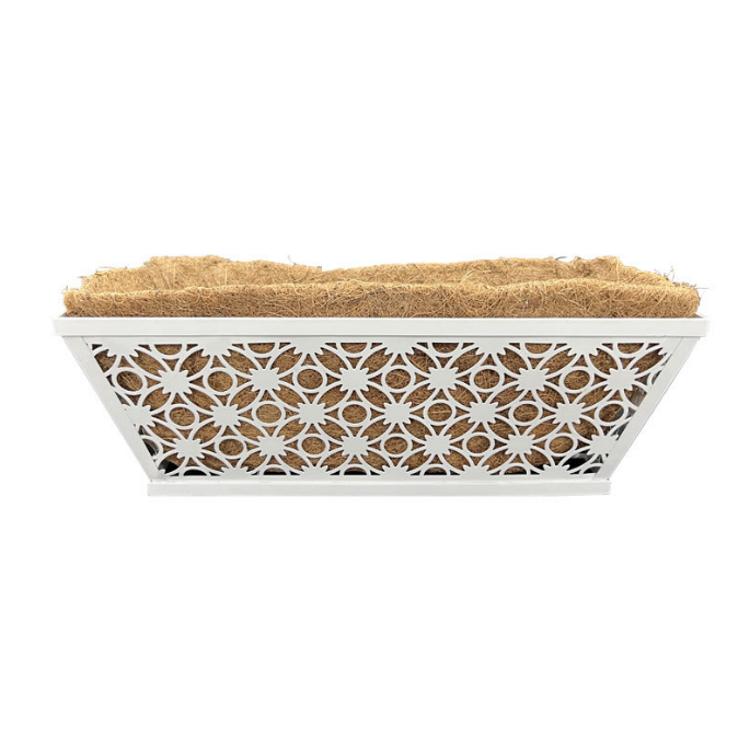 Lron Rectangular Window Sill Hardware 14 Inches White Peach Blossom Style Factory Wholesale Balcony Coconut Palm Flower Pot