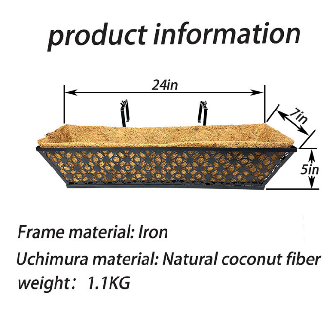 Circle Checkered Iron Flower Pot Coconut Palm Pot Flower Stand 24 Inch Rectangular Coconut Palm Potted Wall-Mounted Balcony Coconut Palm