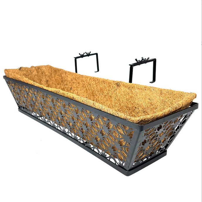 Circle Checkered Iron Flower Pot Coconut Palm Pot Flower Stand 24 Inch Rectangular Coconut Palm Potted Wall-Mounted Balcony Coconut Palm