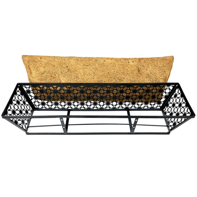 Circle Checkered Iron Flower Pot Coconut Palm Pot Flower Stand 24 Inch Rectangular Coconut Palm Potted Wall-Mounted Balcony Coconut Palm