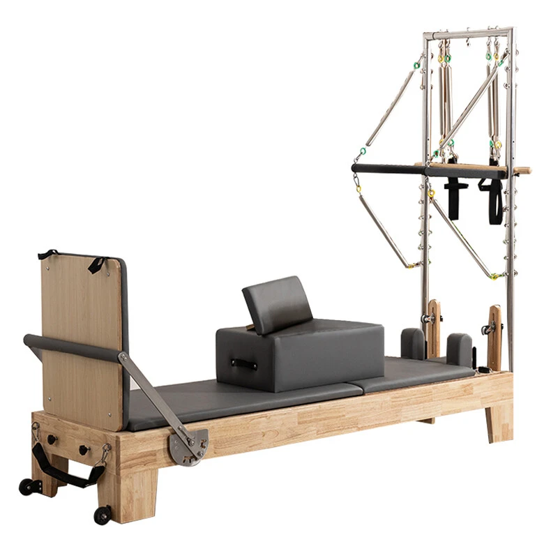 oak Pilates Reformer with tower