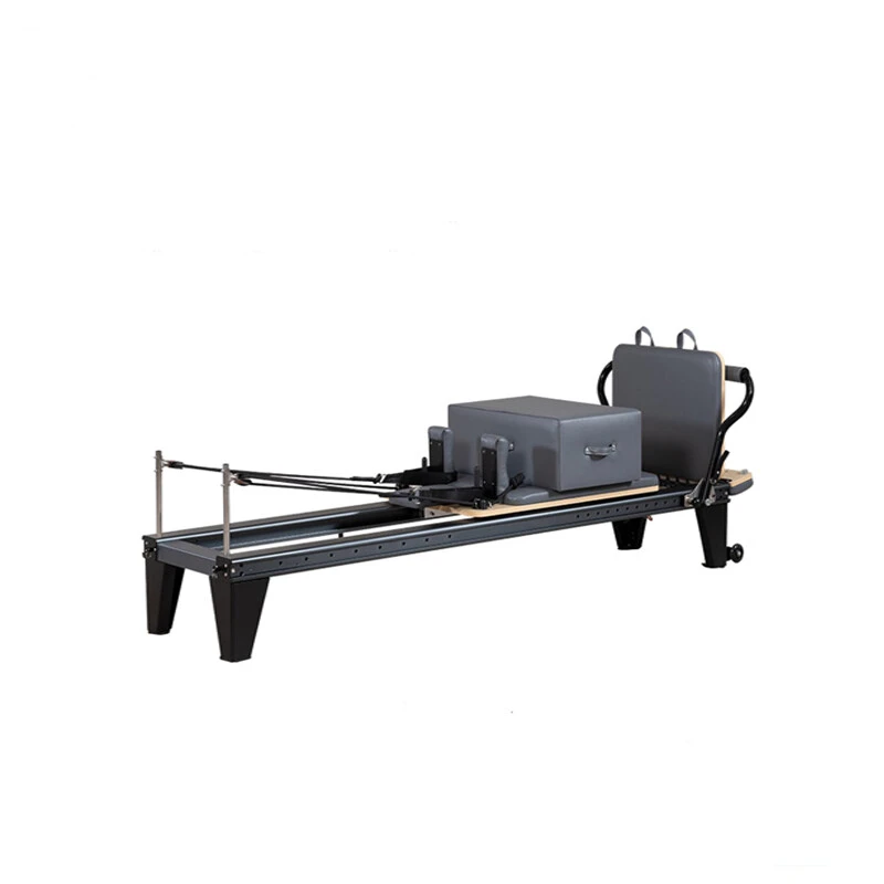 Black High Leg Aluminum Pilates Reformer with Track