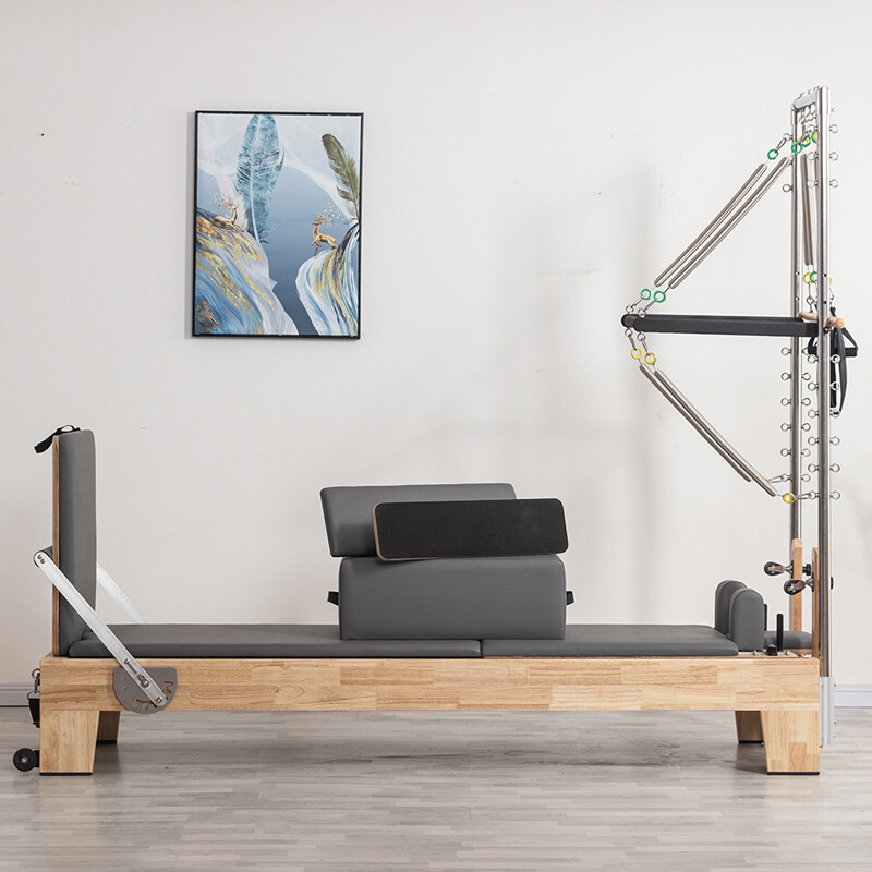oak Pilates Reformer with tower