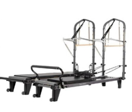 Black High Foot Aluminum Pilates Reformer with Tower