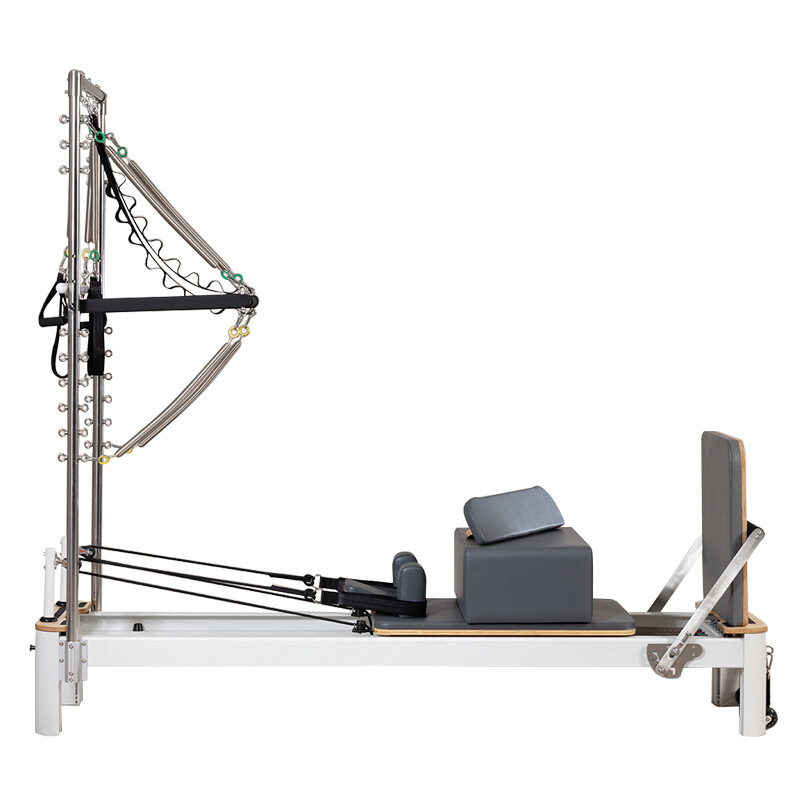 White Shorty Aluminum Pilates Reformer with Tower