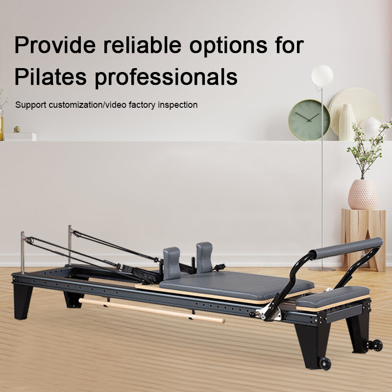 Black High Leg Aluminum Pilates Reformer with Track