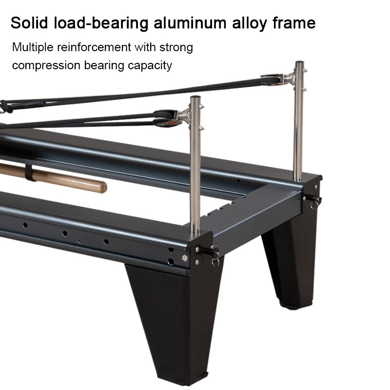 Black High Leg Aluminum Pilates Reformer with Track