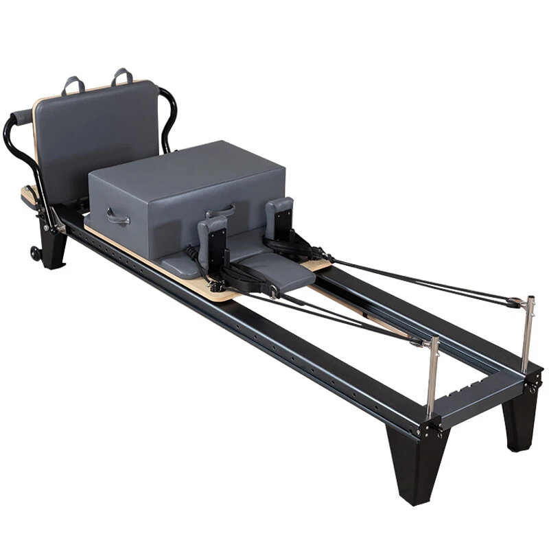 Black High Leg Aluminum Pilates Reformer with Track