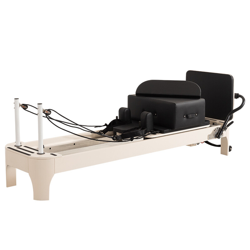 White Rounded Wooden Pilates Reformer White Rounded Wooden Pilates Reformer