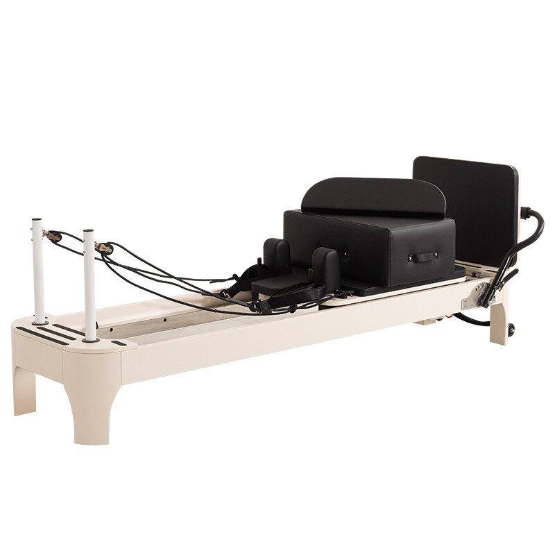 White Rounded Wooden Pilates Reformer White Rounded Wooden Pilates Reformer
