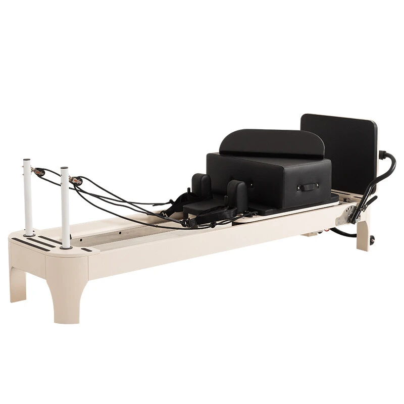 White Rounded Wooden Pilates Reformer