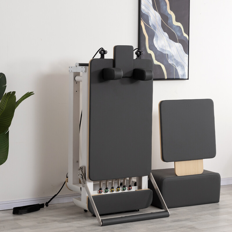 White Short Leg Aluminum Folding Pilates Reformer