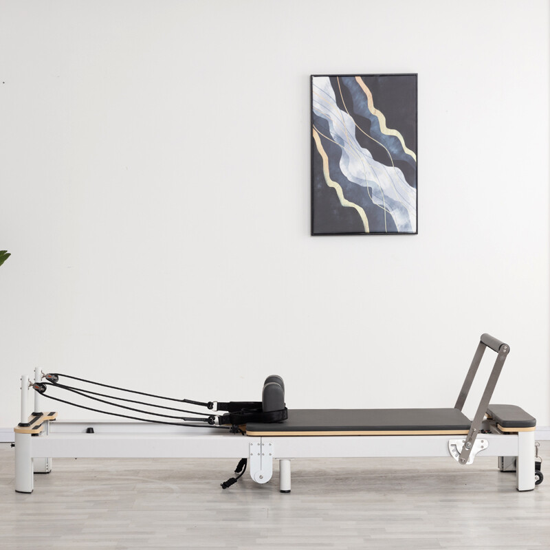 White Short Leg Aluminum Folding Pilates Reformer