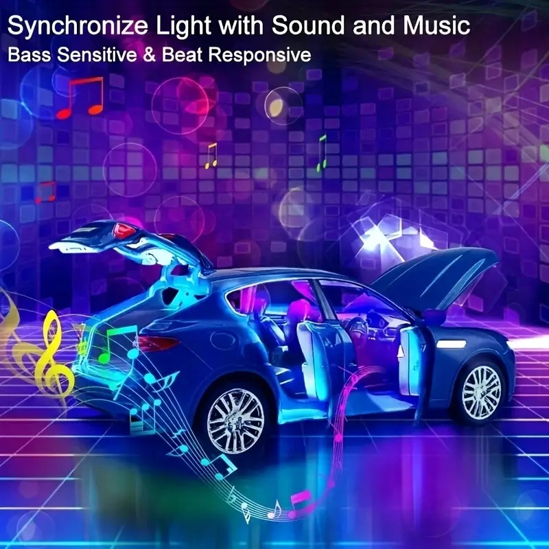 Cross-border exclusive APP car fantasy color foot well atmosphere light USB one to four foot bottom lights voice-controlled rhythm atmosphere light