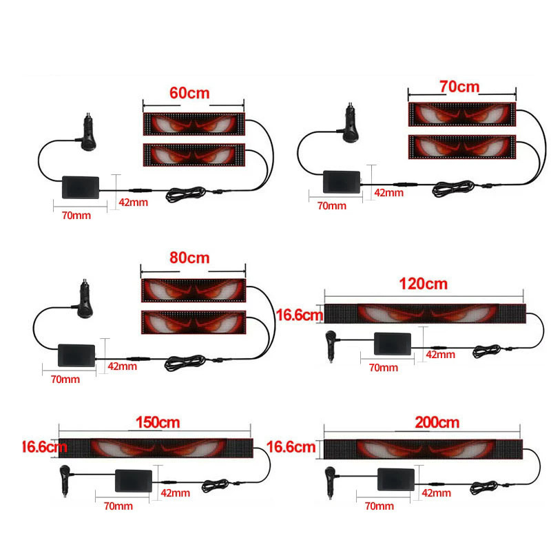 Truck Devil's Eye Dynamic LED Flexible Screen Light Car 1.2M 2M Window Sticker Neon Light