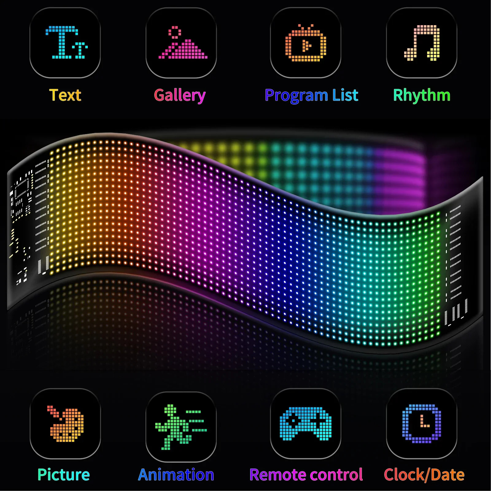 Bluetooth APP remote control car devil eye headlight USB car LED flexible advertising soft screen car window neon light