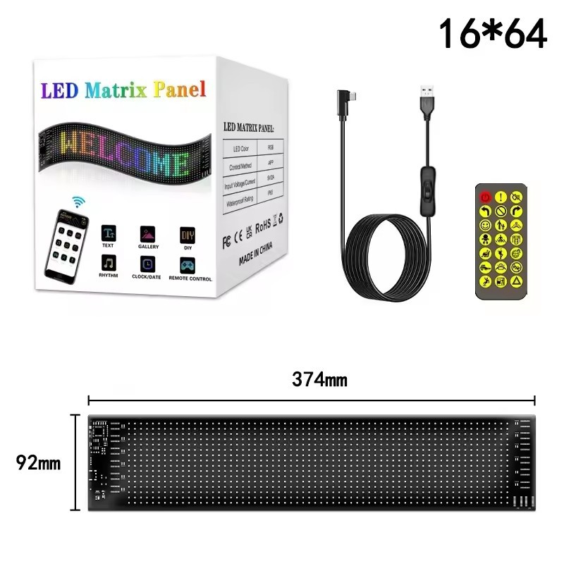 Bluetooth APP remote control car devil eye headlight USB car LED flexible advertising soft screen car window neon light