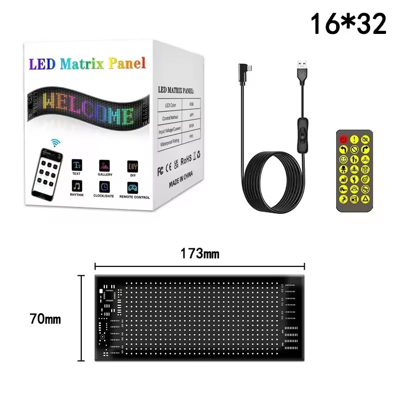 Bluetooth APP remote control car devil eye headlight USB car LED flexible advertising soft screen car window neon light