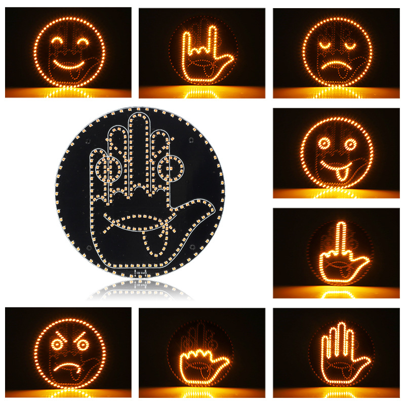 New cross-border car LED fun expression light smiley face light rear window multi-function warning gesture light palm light New cross-border car LED fun expression light smiley face light rear window multi-function warning gesture light palm light
