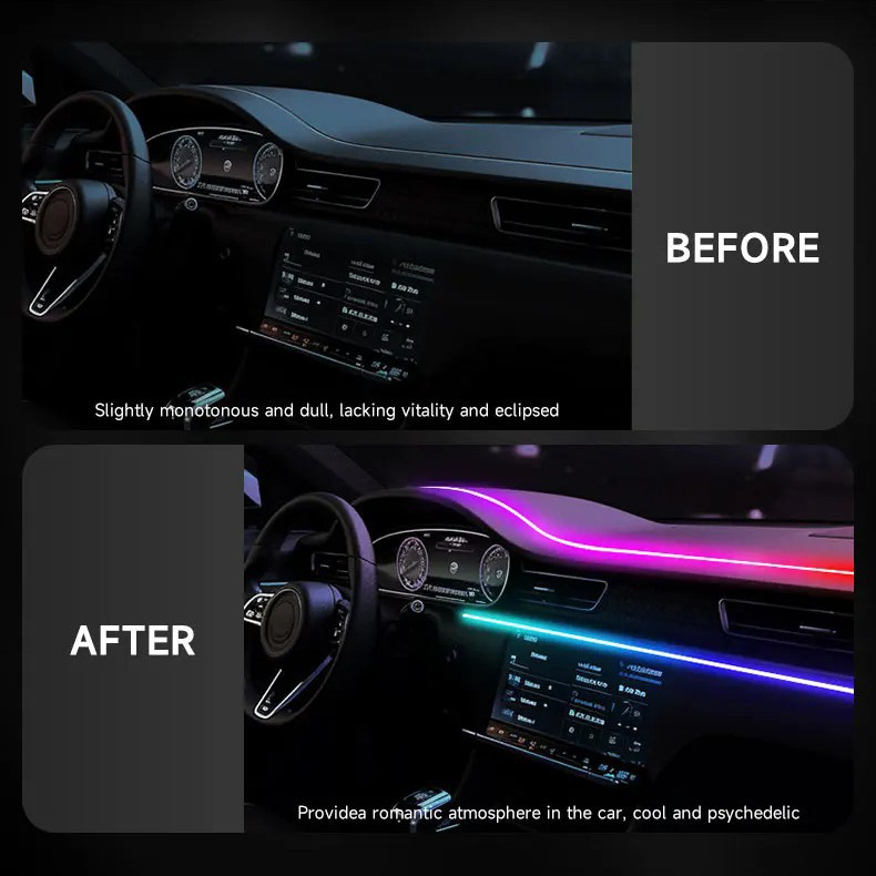 Source factory cross-border hot-selling car USB fantasy color streamer central control instrument panel atmosphere light footwell light atmosphere light
