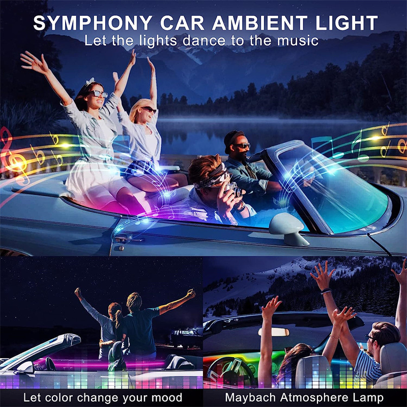 Cross-border hot-selling car acrylic atmosphere light fantasy color streamer light guide bar central control car music rhythm atmosphere light
