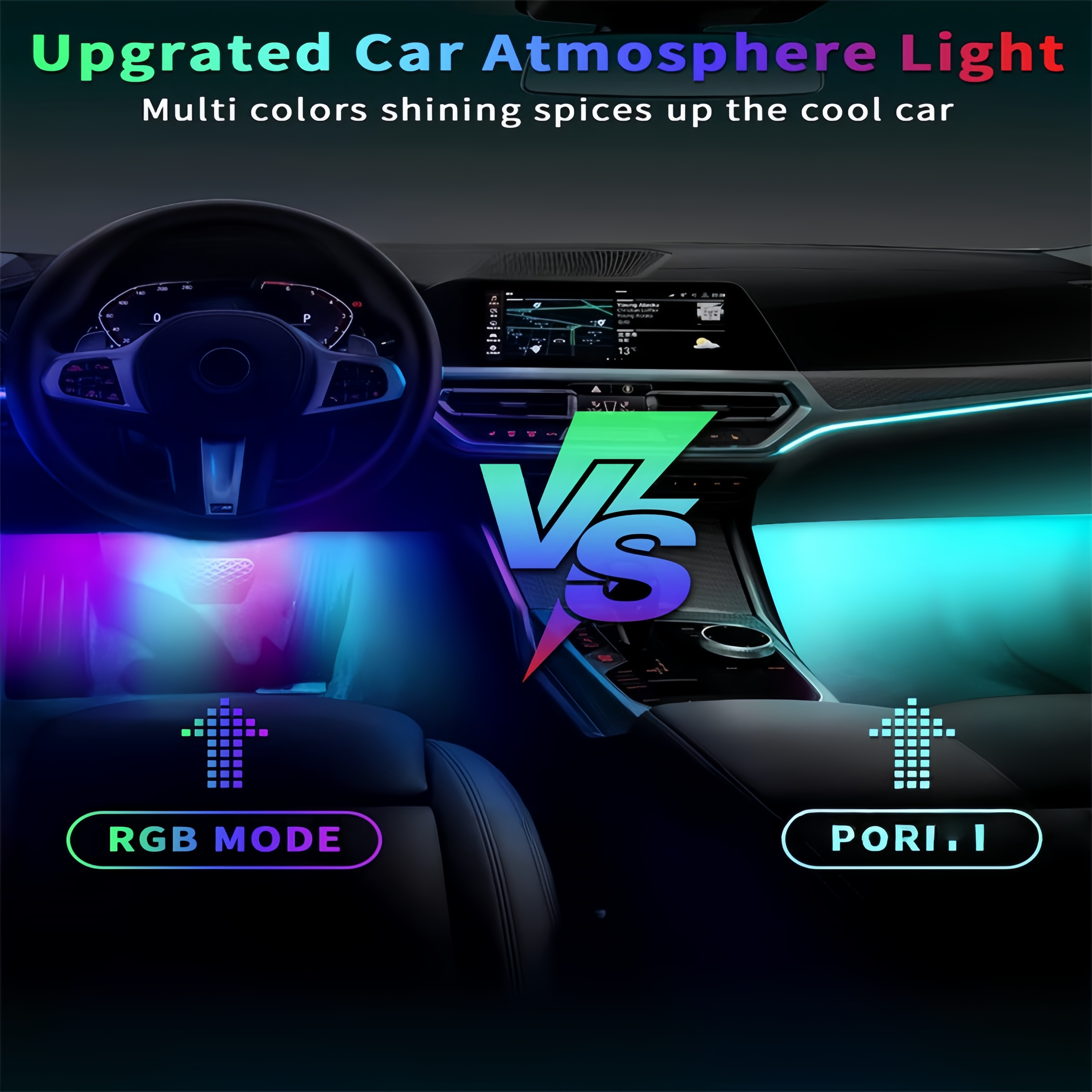 Cross-border exclusive APP car fantasy color foot well atmosphere light USB one to four foot bottom lights voice-controlled rhythm atmosphere light